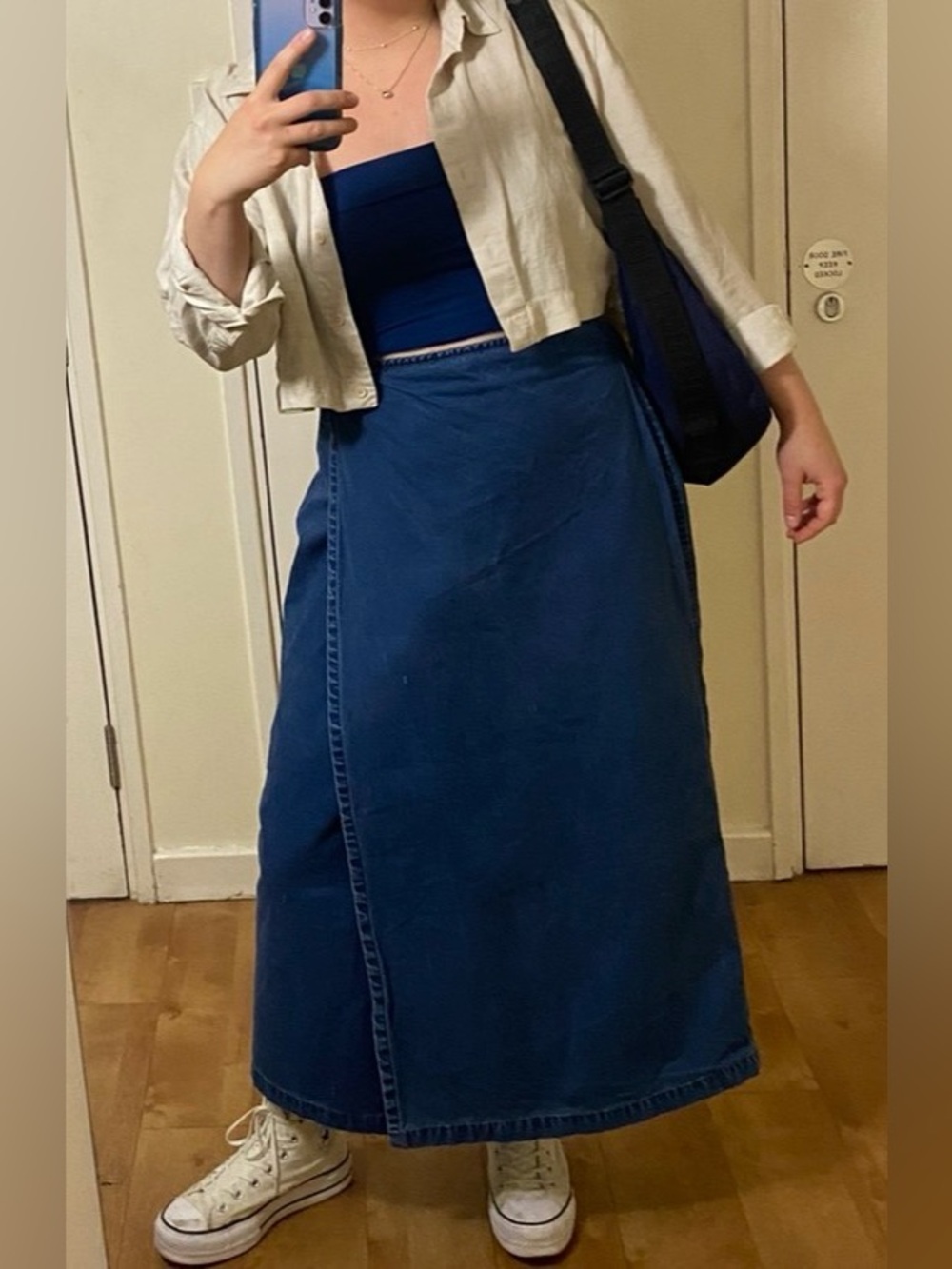 100% cotton vintage wrap denim skirt